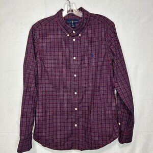 Ralph Lauren Boys Shirt XL 18-20 Red Plaid Cotton Long Sleeve Button Up Preppy